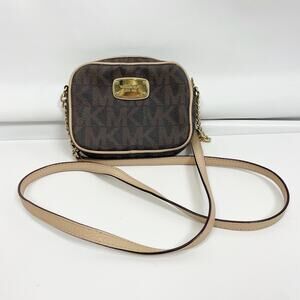Michael Kors Women's Monogram Logo Crossbody Bag Brown Small